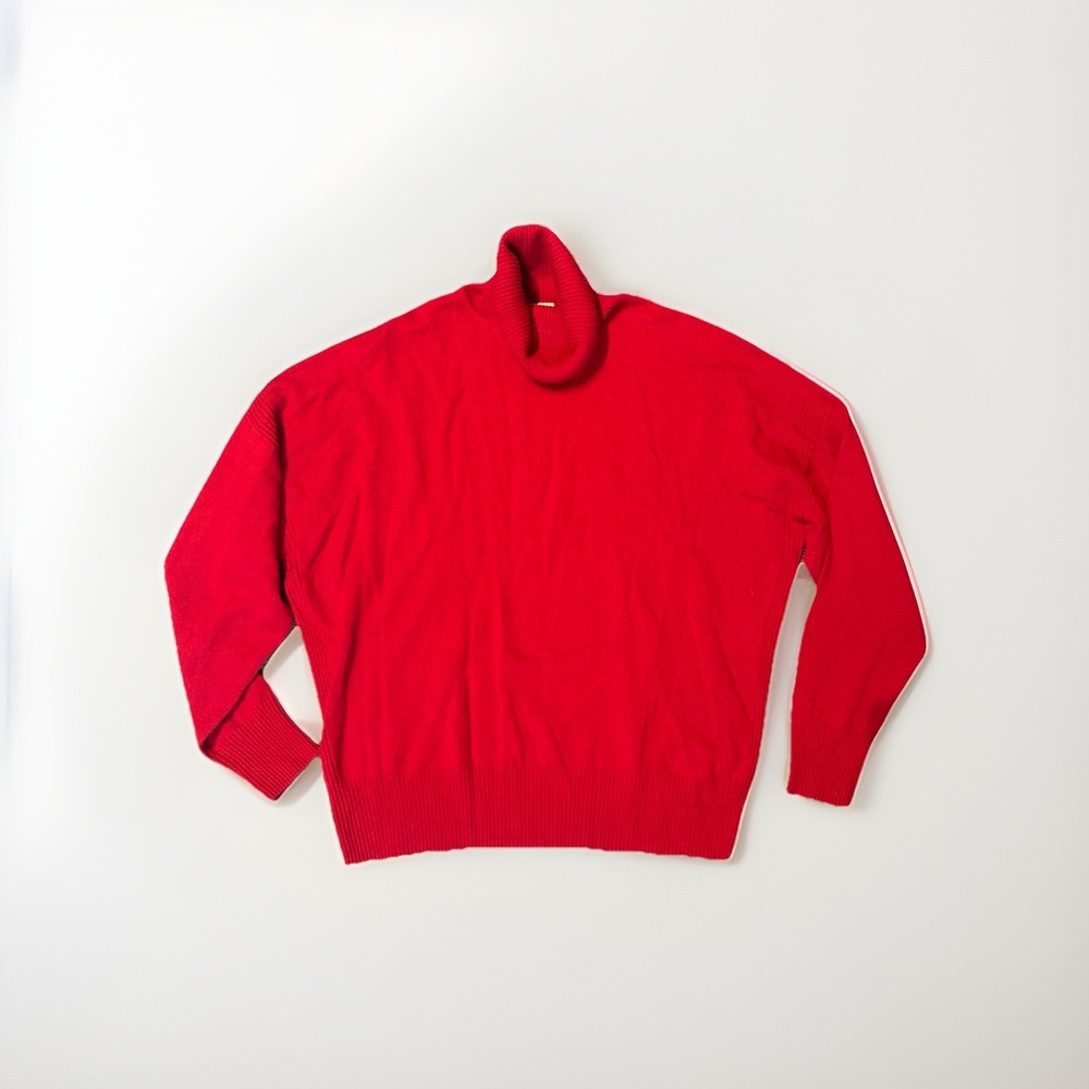 Reiss Women's Jumper Size L Red Cashmere Blend Roll Neck Pullover Quiet Lux